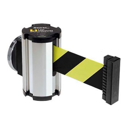 Lavi Industries Magnetic Retractable Belt Barrier, Chrome Case W/7' Black/Yellow Belt 50-3010MG/CL/SF